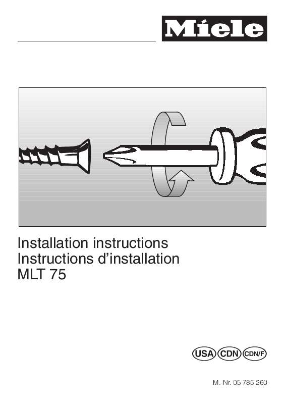Guide utilisation MIELE MLT 75  - INSTALLATION de la marque MIELE