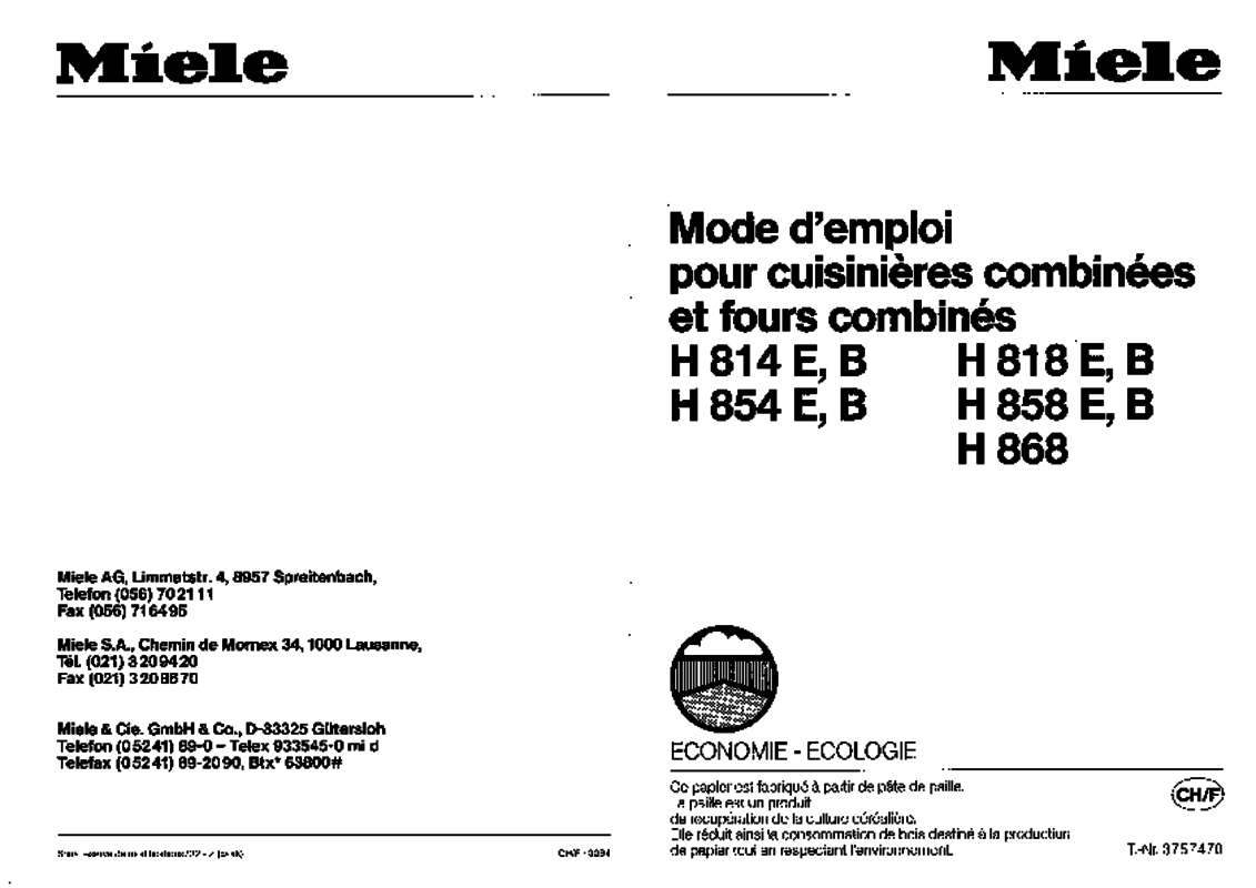 Guide utilisation MIELE H818E de la marque MIELE
