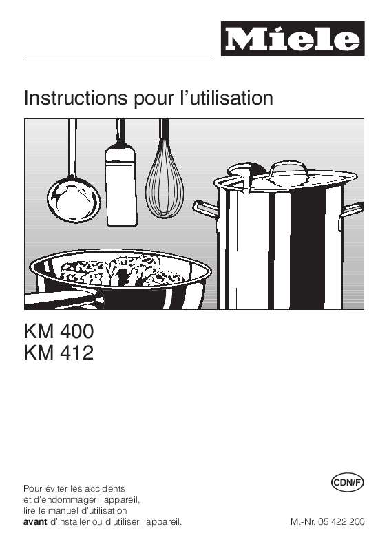 Guide utilisation MIELE KM400-CERAMIC COOKTOP de la marque MIELE