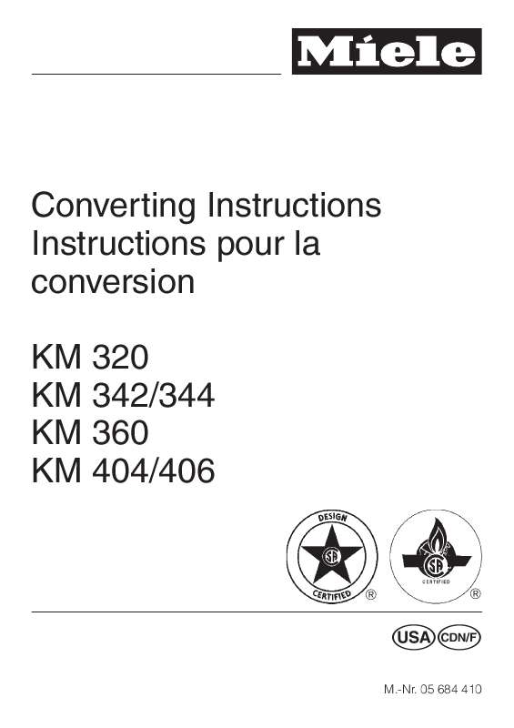 Guide utilisation MIELE KM 320  - CONVERTING INSTRUCTIONS de la marque MIELE
