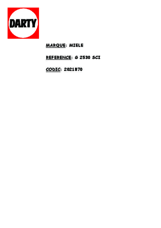 Guide utilisation MIELE G 2530 SCI de la marque MIELE