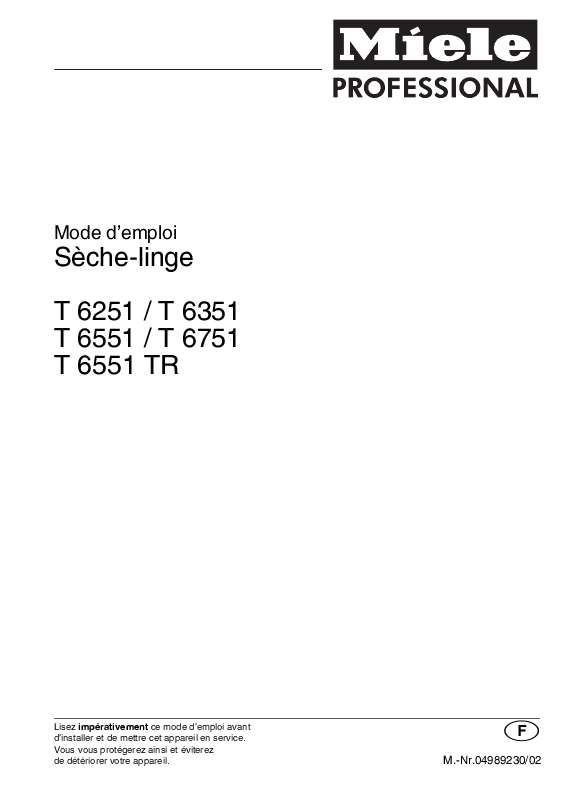Guide utilisation MIELE T 6251 de la marque MIELE