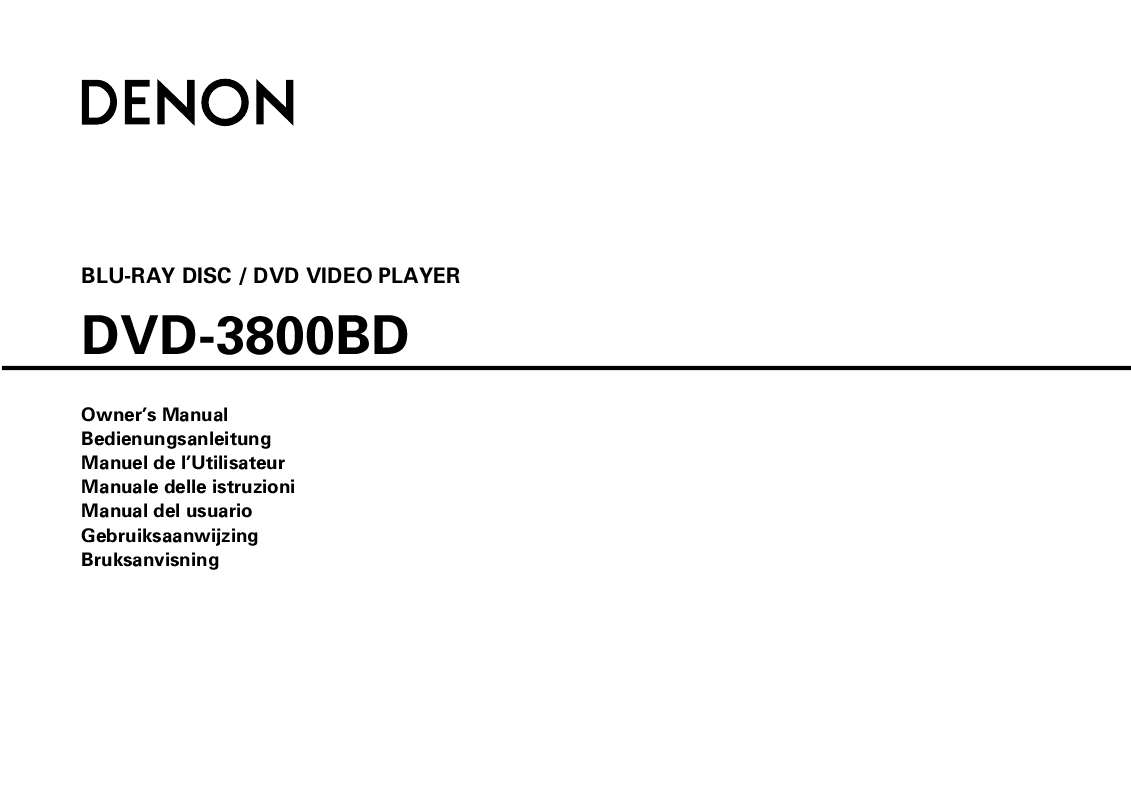 Guide utilisation DENON 3800BD & DVD-3800BD  de la marque DENON