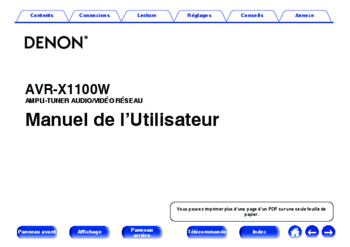 Guide utilisation DENON AVR X1100W  de la marque DENON