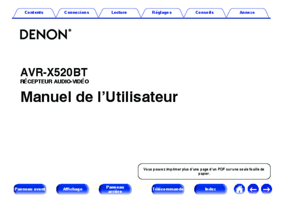 Guide utilisation DENON AVR X520BT  de la marque DENON