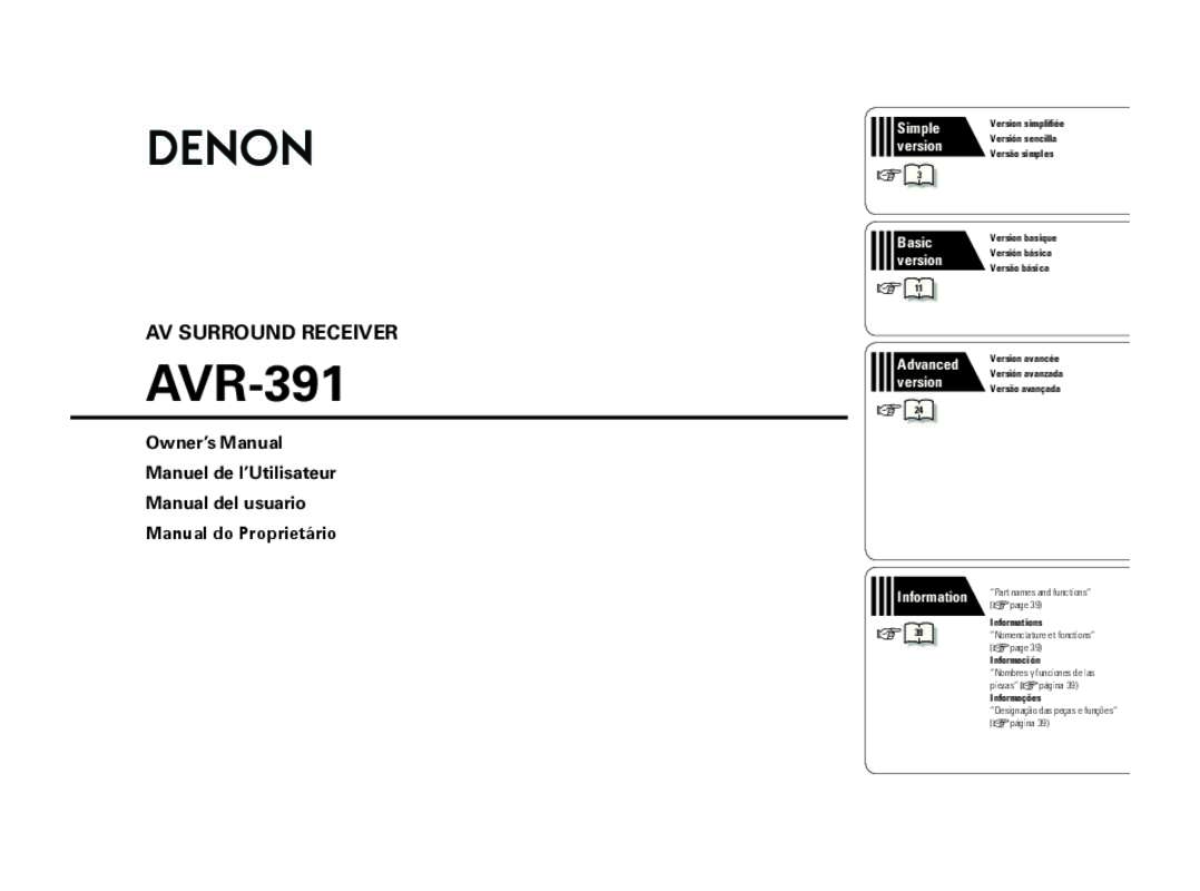 Guide utilisation DENON AVR-391  de la marque DENON
