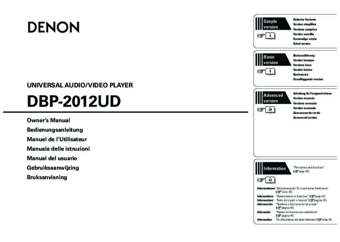 Guide utilisation DENON DBP-2012  de la marque DENON