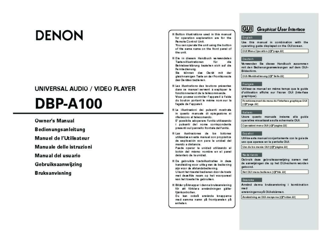 Guide utilisation DENON DBP-A100  de la marque DENON
