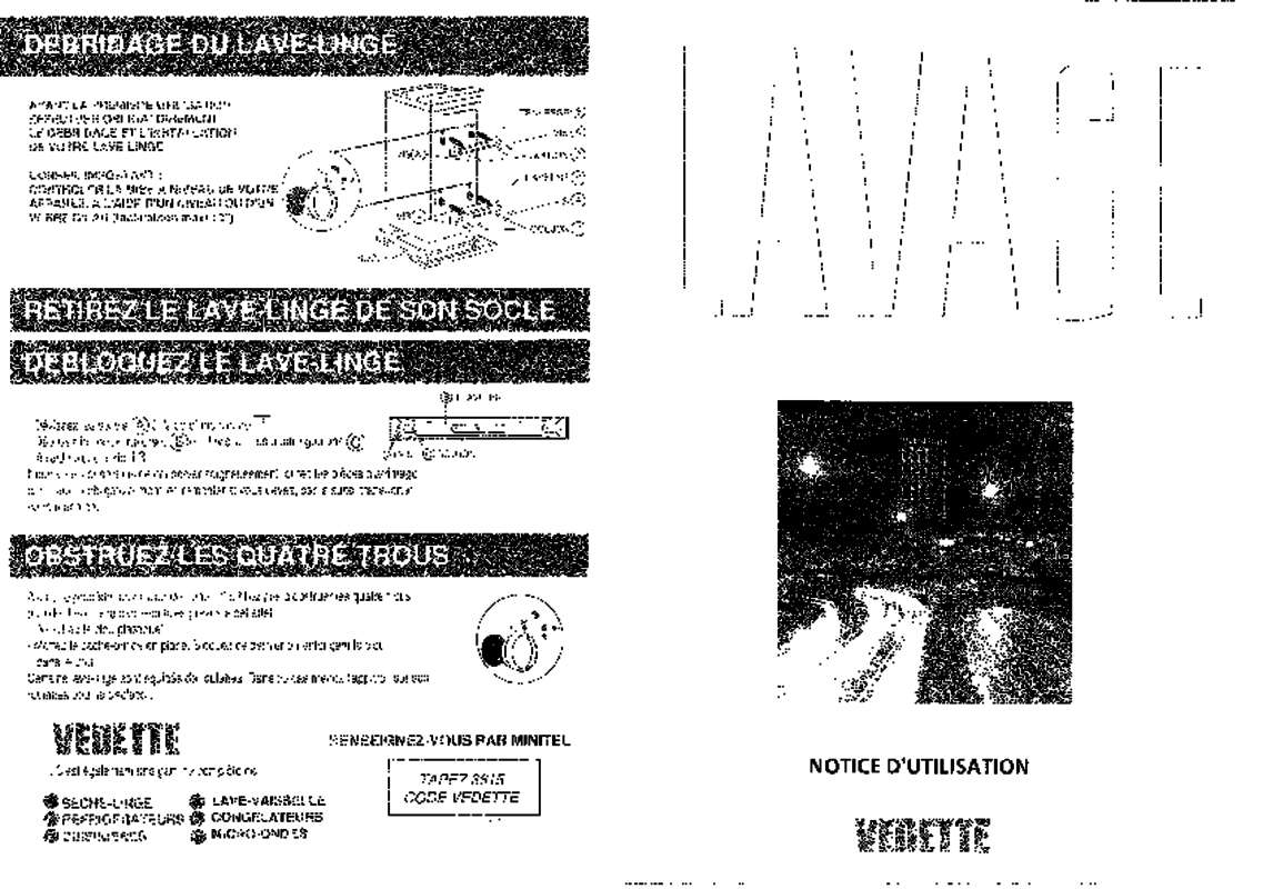 Guide utilisation VEDETTE 464Z de la marque VEDETTE