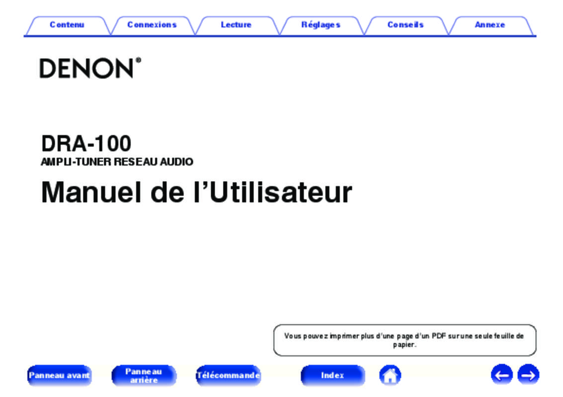 Guide utilisation DENON DRA-100  de la marque DENON