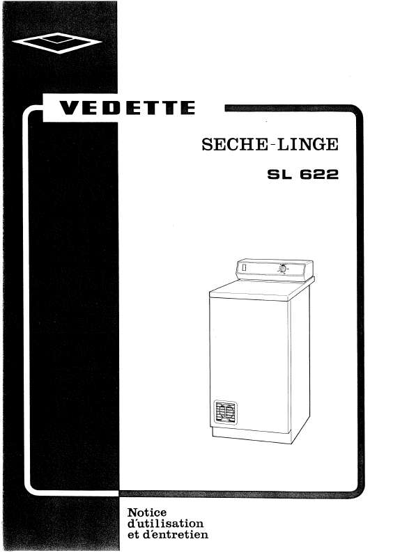 Guide utilisation VEDETTE SL622 de la marque VEDETTE