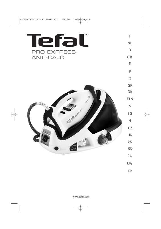 Guide utilisation TEFAL PRO EXPRESS ANTI-CALC  de la marque TEFAL