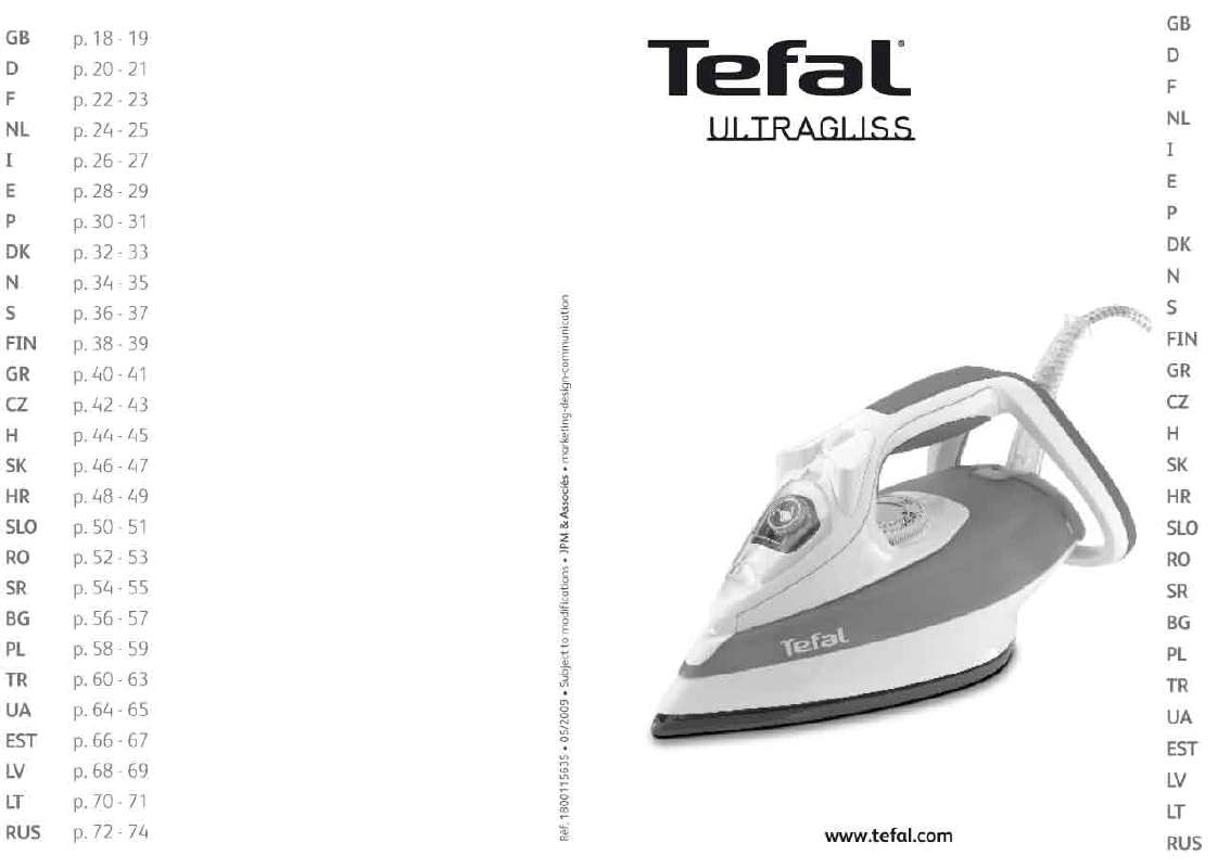 Guide utilisation TEFAL ULTRAGLISS  de la marque TEFAL