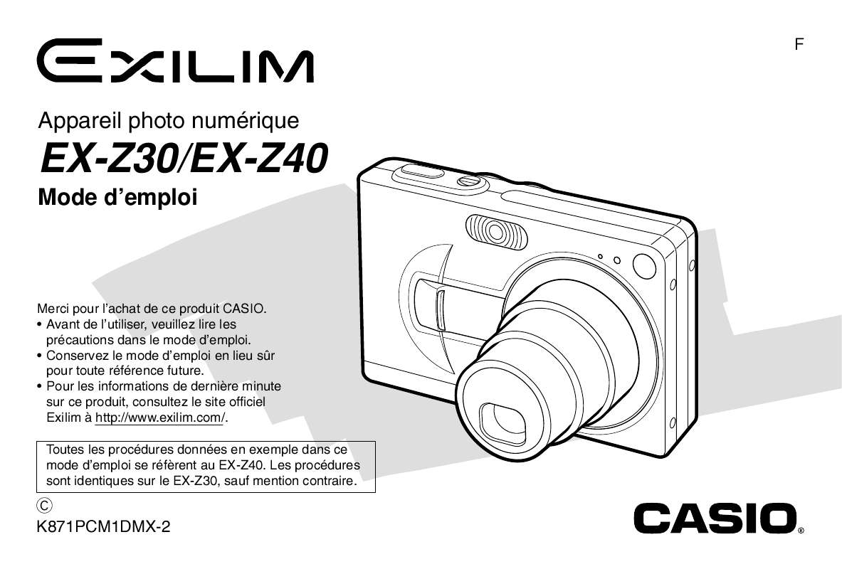 Guide utilisation CASIO EX-Z30  de la marque CASIO