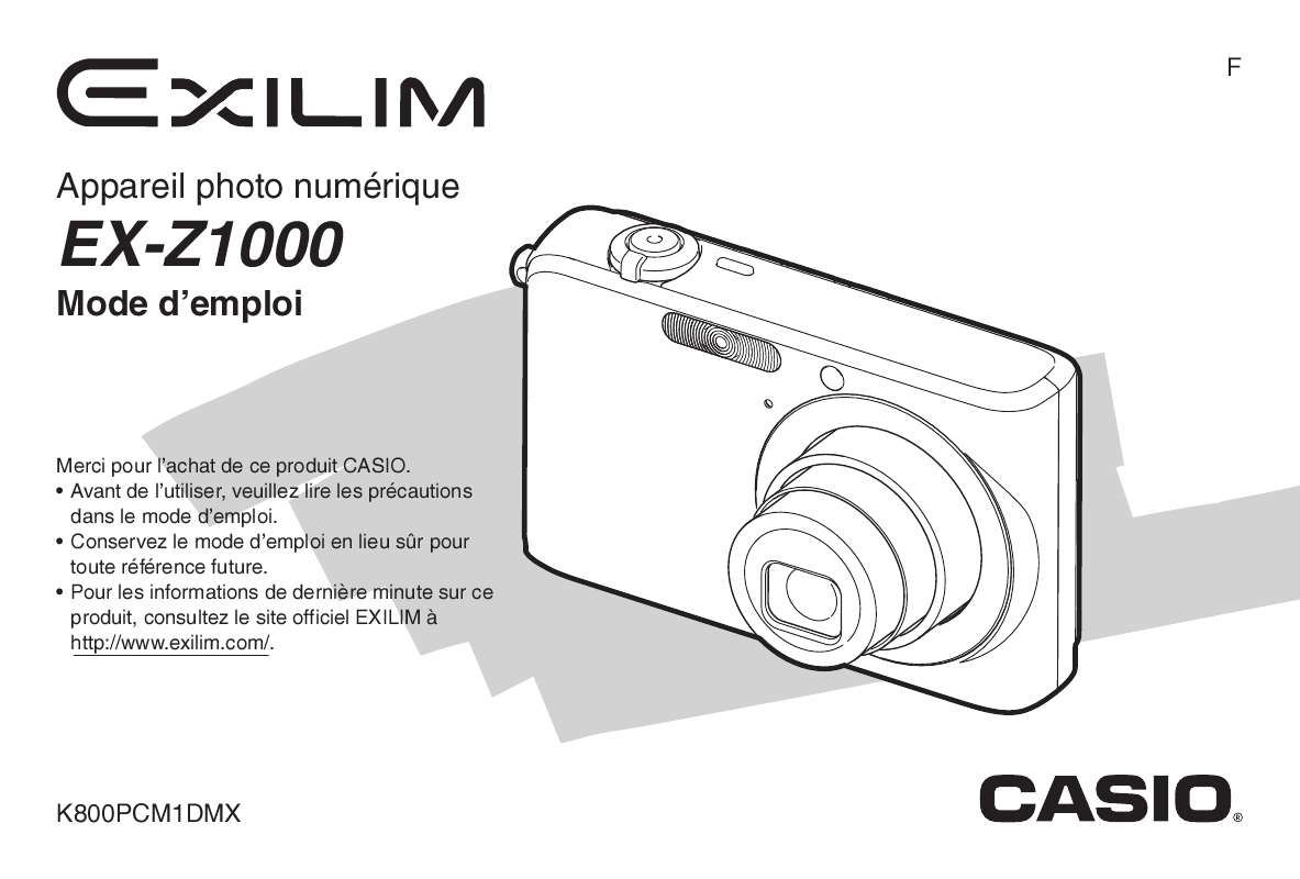 Guide utilisation CASIO EXILIM EX-Z1000  de la marque CASIO