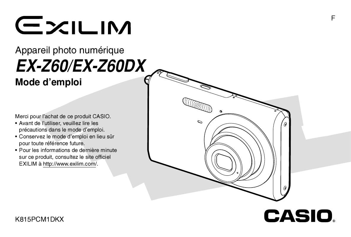 Guide utilisation CASIO EXILIM EX-Z60  de la marque CASIO