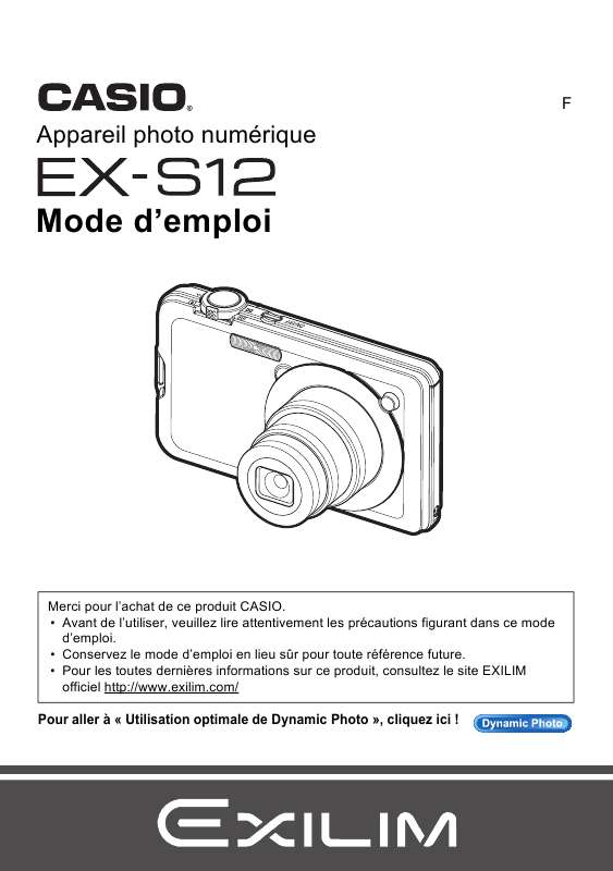 Guide utilisation CASIO EX-S12  de la marque CASIO