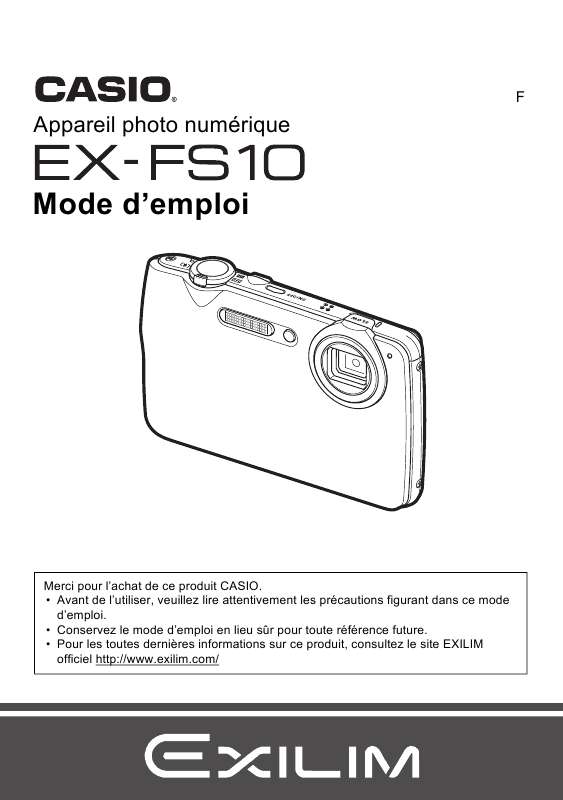 Guide utilisation CASIO EXILIM EX-FS10  de la marque CASIO