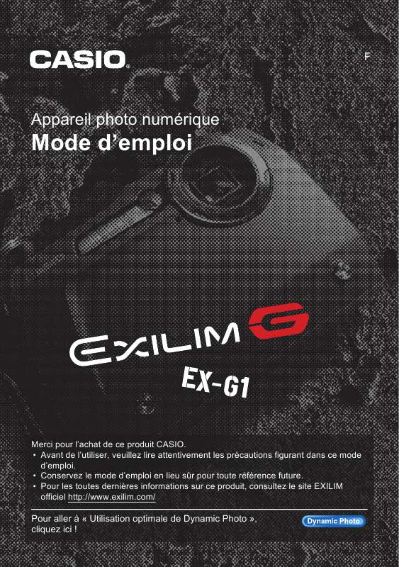 Guide utilisation CASIO EXILIM EX-G1  de la marque CASIO