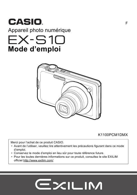 Guide utilisation CASIO EXILIM EX-S10  de la marque CASIO