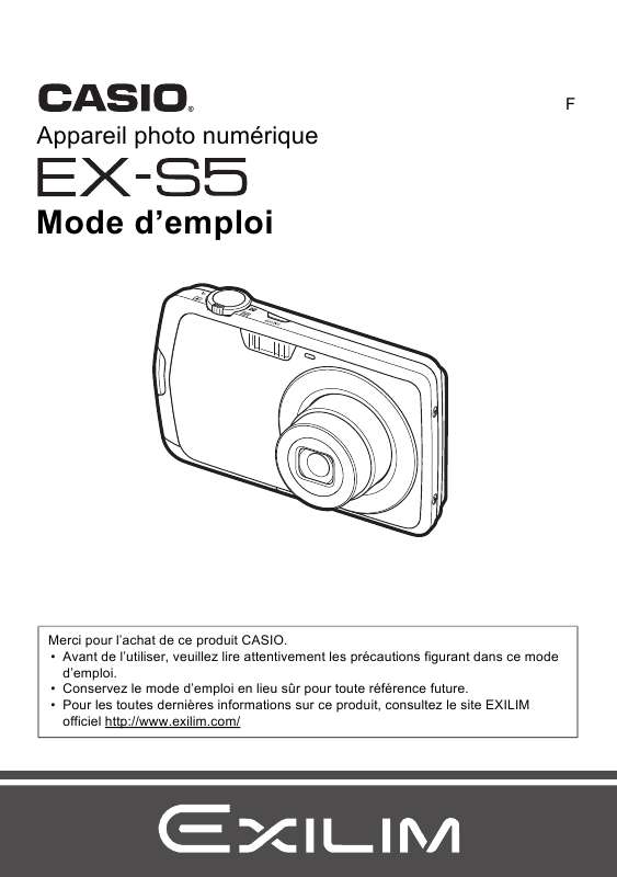 Guide utilisation CASIO EXILIM EX-S5  de la marque CASIO