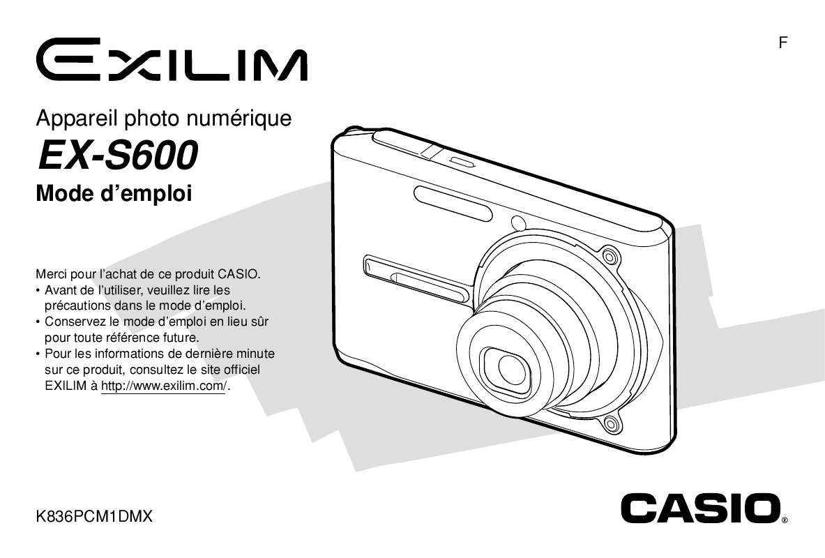 Guide utilisation CASIO EXILIM EX-S600  de la marque CASIO