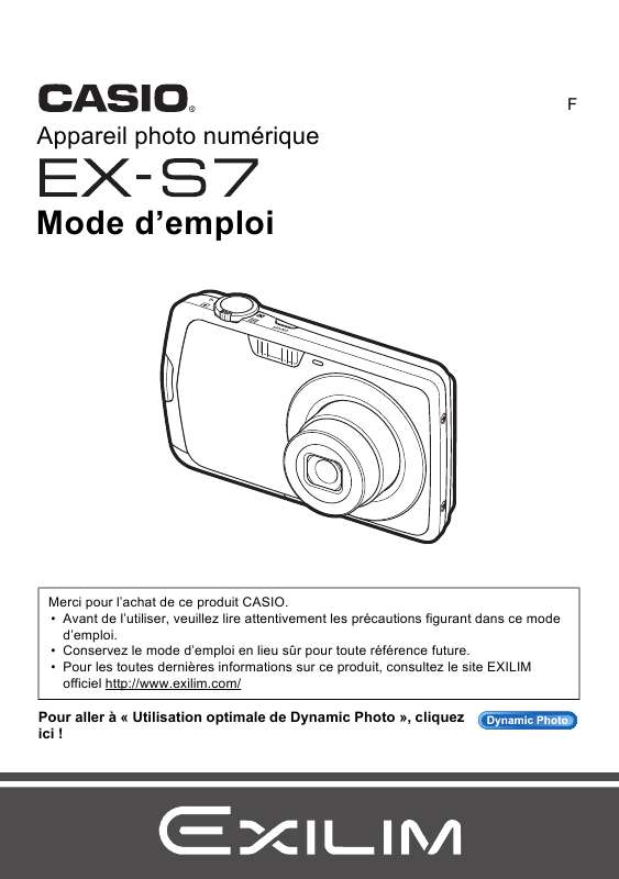 Guide utilisation CASIO EXILIM EX-S7  de la marque CASIO