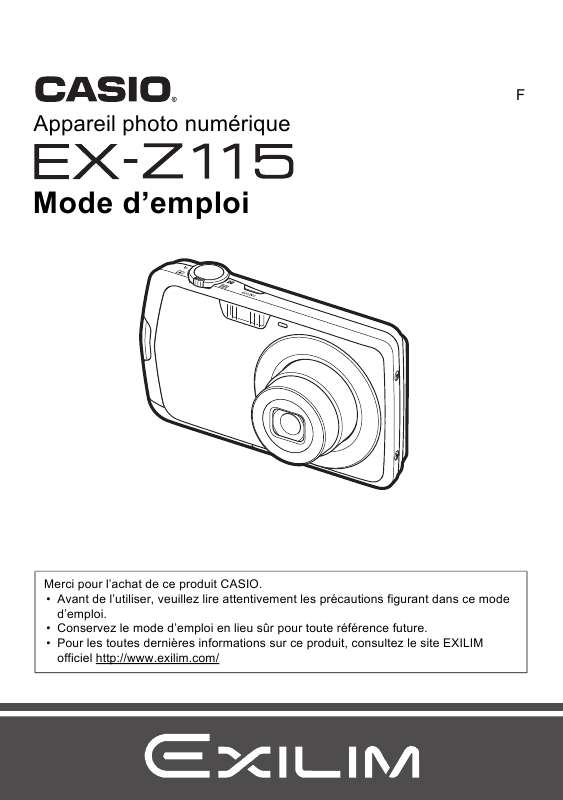 Guide utilisation CASIO EXILIM EX-Z115  de la marque CASIO