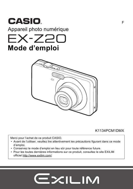 Guide utilisation CASIO EXILIM EX-Z20  de la marque CASIO