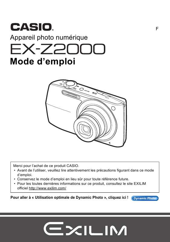 Guide utilisation CASIO EXILIM EX-Z2000  de la marque CASIO