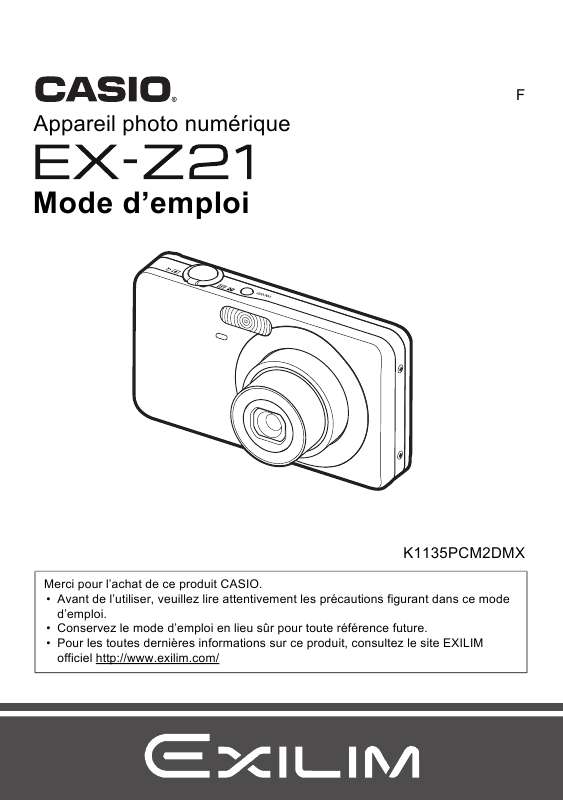Guide utilisation CASIO EXILIM EX-Z21  de la marque CASIO