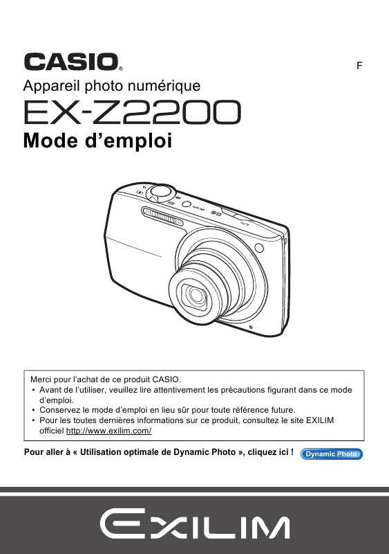Guide utilisation CASIO EXILIM EX-Z2200  de la marque CASIO