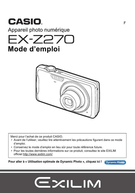 Guide utilisation CASIO EXILIM EX-Z270  de la marque CASIO