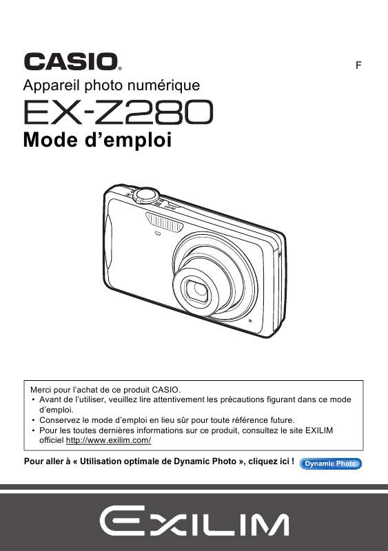 Guide utilisation CASIO EXILIM EX-Z280  de la marque CASIO