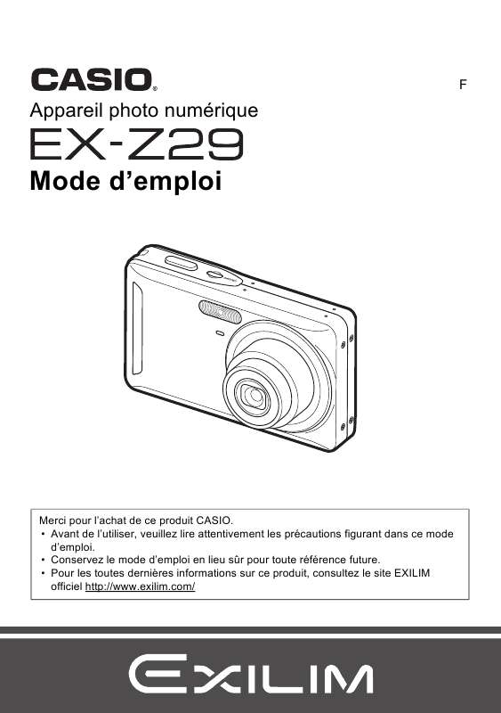 Guide utilisation CASIO EXILIM EX-Z29  de la marque CASIO