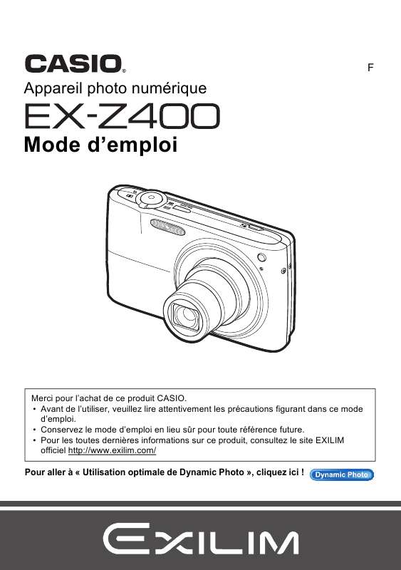 Guide utilisation CASIO EXILIM EX-Z400  de la marque CASIO
