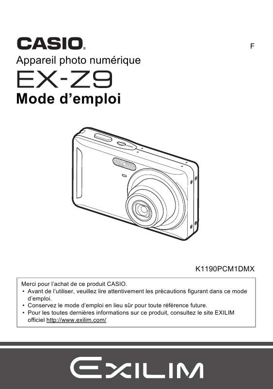 Guide utilisation CASIO EXILIM EX-Z9  de la marque CASIO