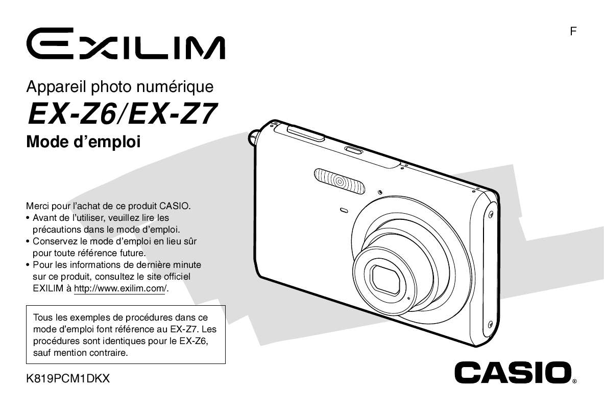 Guide utilisation CASIO EXZ6-EX-Z7  de la marque CASIO