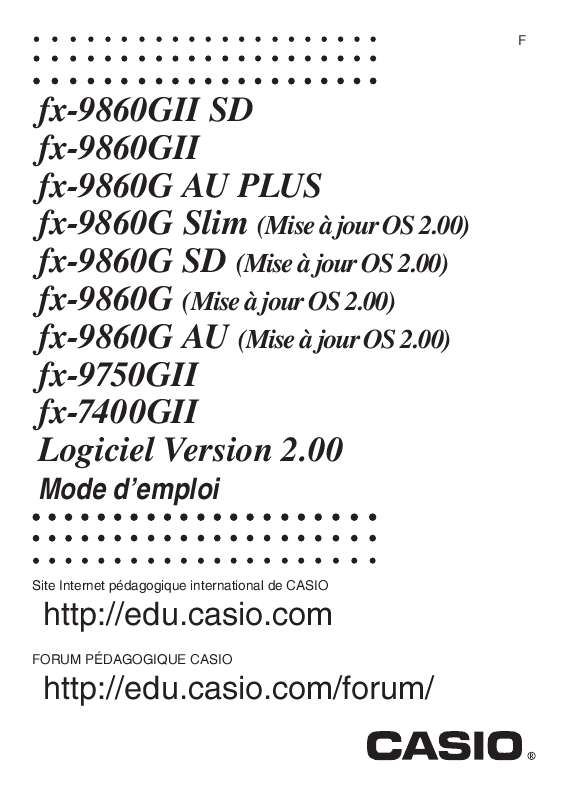 Guide utilisation CASIO FX-9860GII SD  de la marque CASIO