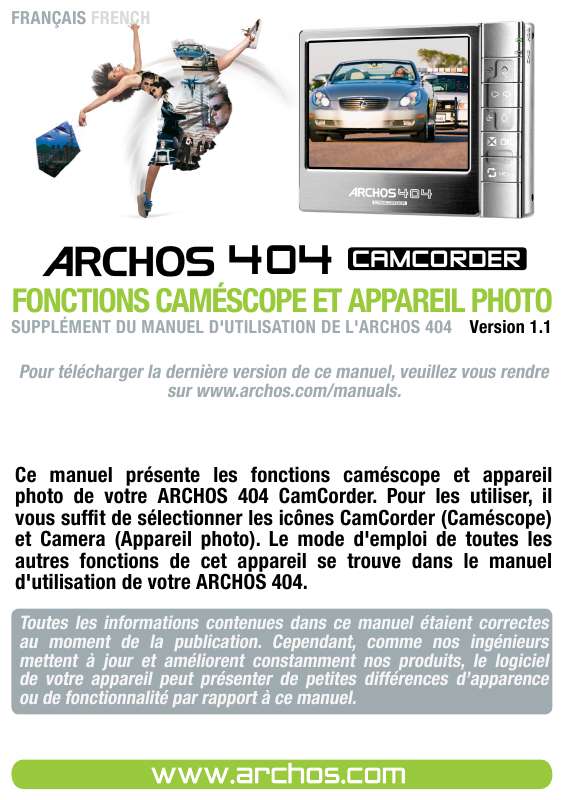 Guide utilisation ARCHOS 404 CAMCORDER  de la marque ARCHOS