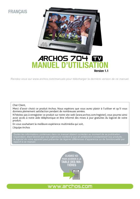 Guide utilisation ARCHOS 704 TV  de la marque ARCHOS