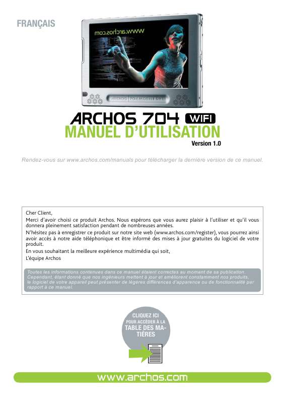 Guide utilisation ARCHOS 704 WIFI  de la marque ARCHOS