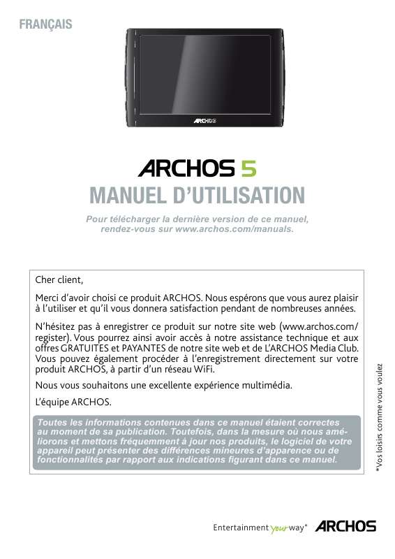 Guide utilisation ARCHOS 7  de la marque ARCHOS