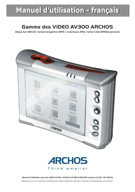 Guide utilisation ARCHOS AV 300  de la marque ARCHOS