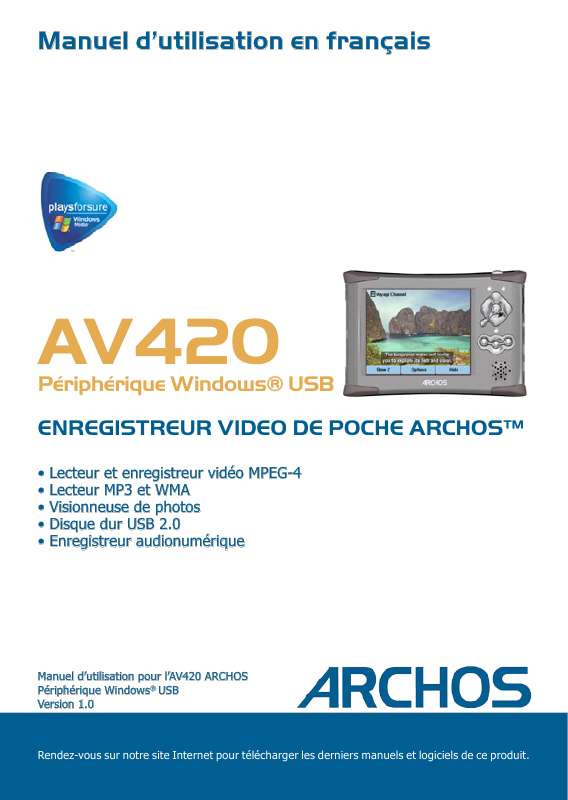 Guide utilisation ARCHOS AV420  de la marque ARCHOS