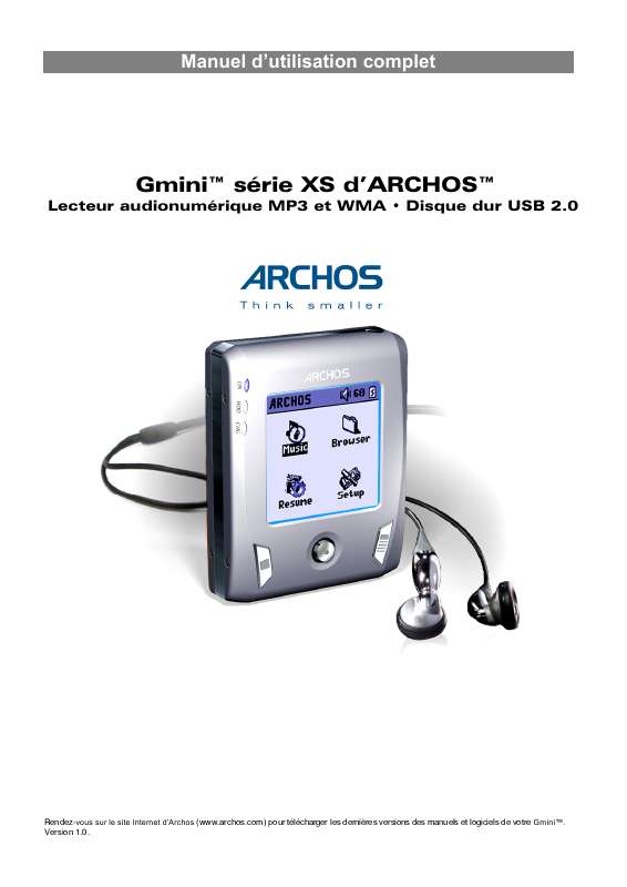 Guide utilisation ARCHOS GMINI XS 200  de la marque ARCHOS