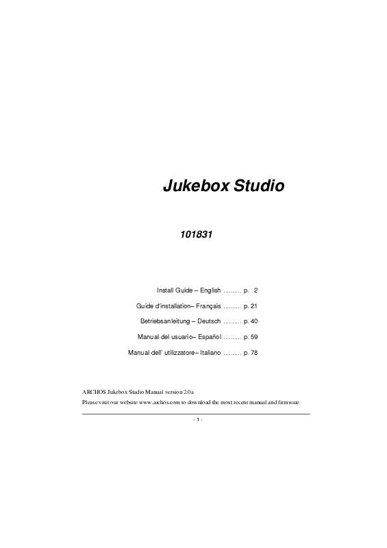 Guide utilisation ARCHOS JUKEBOX STUDIO  de la marque ARCHOS
