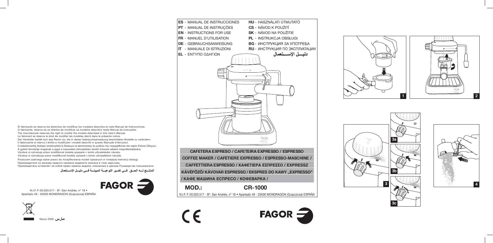 Guide utilisation FAGOR CR-1000  - 2008 de la marque FAGOR