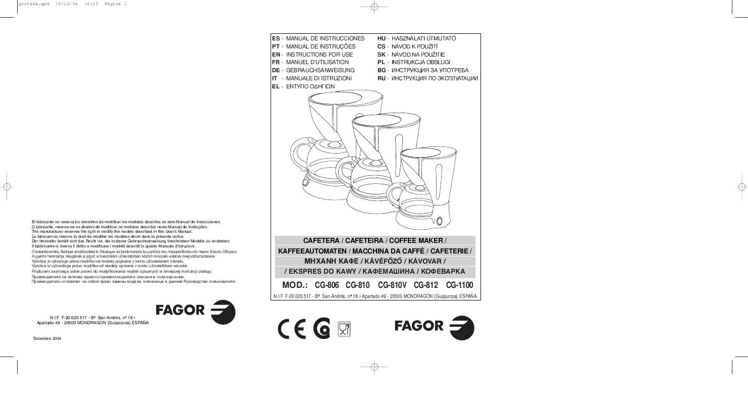 Guide utilisation FAGOR CG-1100 de la marque FAGOR