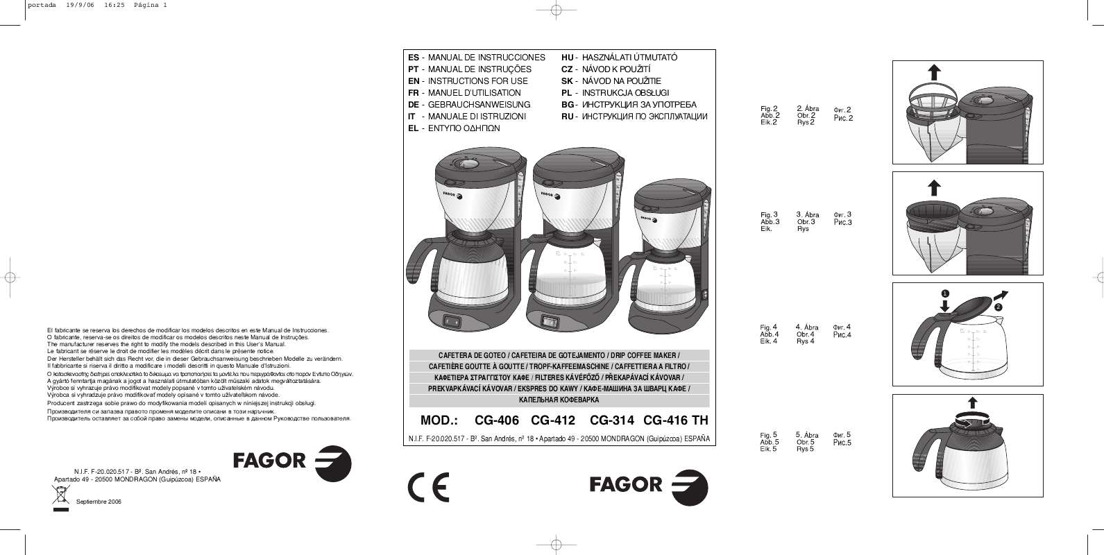 Guide utilisation FAGOR CG-314 de la marque FAGOR